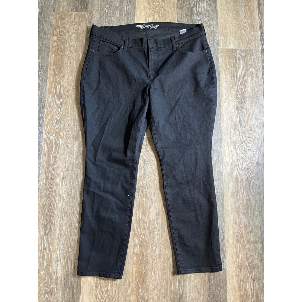 Old‎ Navy Sweetheart Jeans Womens 16 Short Black Excellent Straight Leg Denim